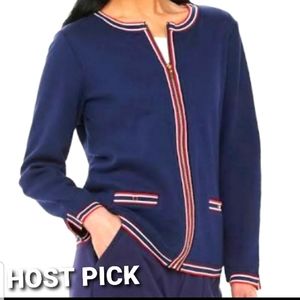 Cathy Daniels weekend brunch zip cardigan